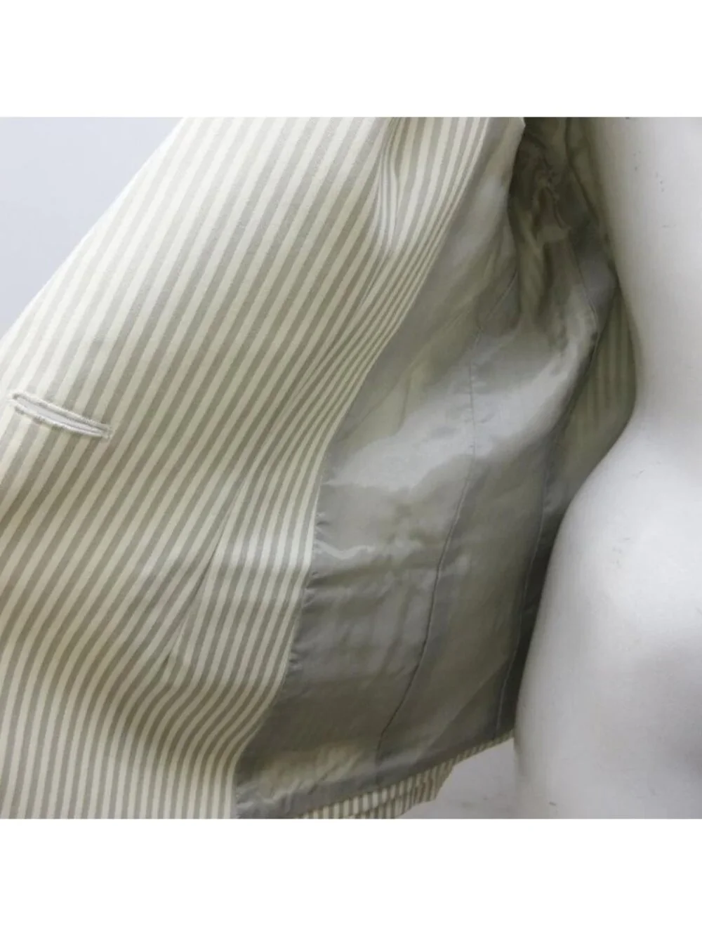 Dior Vintage Color Jacket Striped Wool Decorative Buttons 7 S Ivory Gray